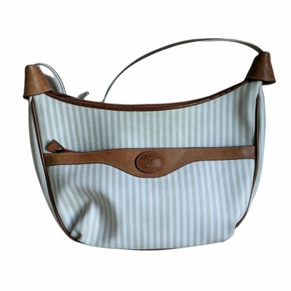 Allan Edward Handbags - Allan Edward Shoulder Bag Striped Leather Accents Hobo Handbag